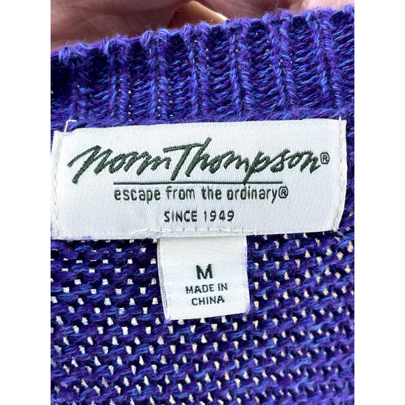 Norman Thompson Purple V Neck Long Sleeve Pullover Sweater Size Medium - Picture 8 of 10